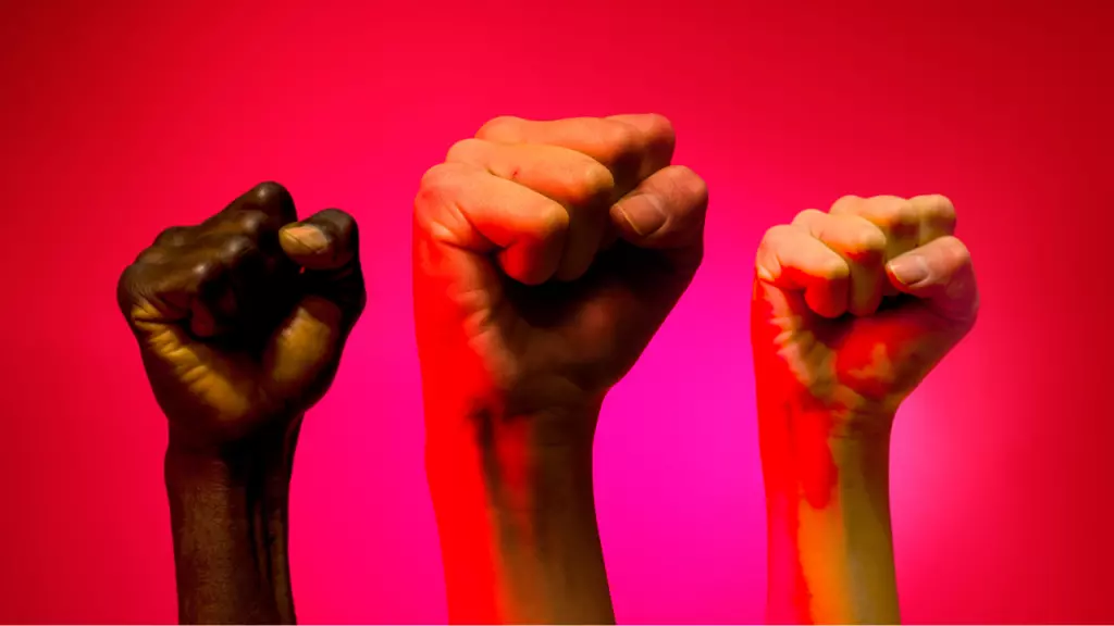 campaign hands in air